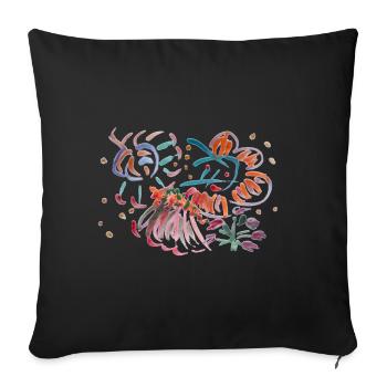 Danse Des Vacances Au Soleil, Aquarelle - Housse de coussin décorative 45 x 45 cm - noir - Devant