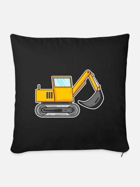 Bagger Baustelle Baggerfahrer - Sofakissenbezug 45 x 45 cm - Schwarz