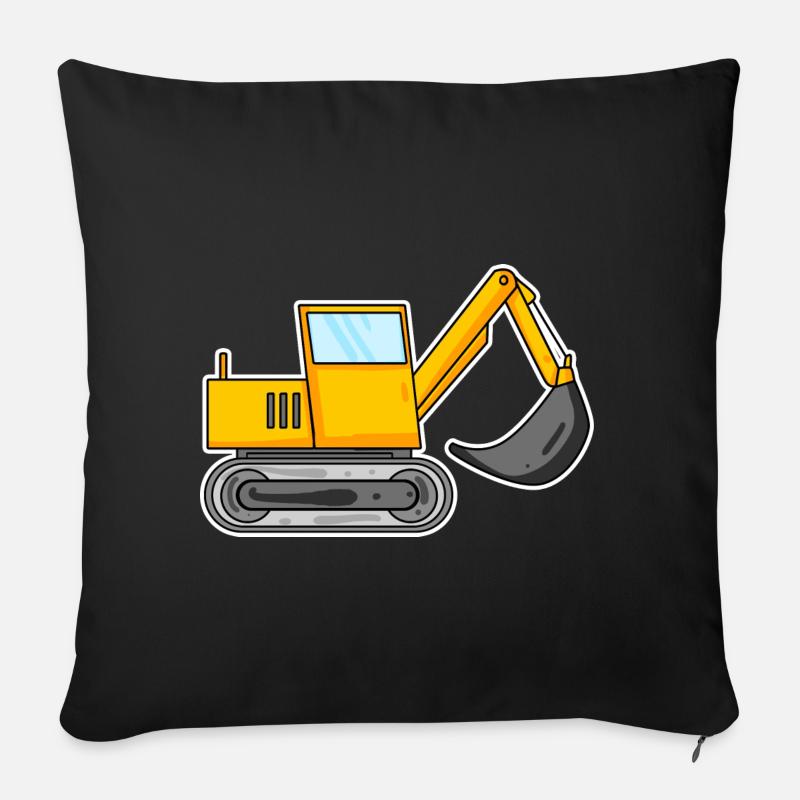 Bagger Baustelle Baggerfahrer - Sofakissenbezug 45 x 45 cm - Schwarz
