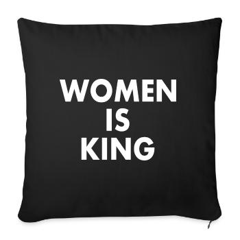 Women is king - Housse de coussin décorative 45 x 45 cm - noir - Devant