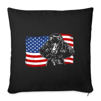 Poodle America Flag Dog Dogs Wilsigns - Sofa pillowcase 17,3'' x 17,3'' (45 x 45 cm) - black - Front