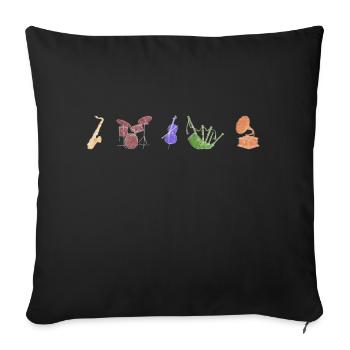 Boho Line Art Design, Series "Music" - Sofa pillowcase 17,3'' x 17,3'' (45 x 45 cm) - black - Front