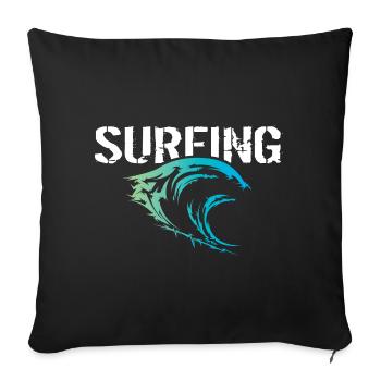 surfer surfing symbol wave colors nature ocean - Sofa pillowcase 17,3'' x 17,3'' (45 x 45 cm) - black - Front