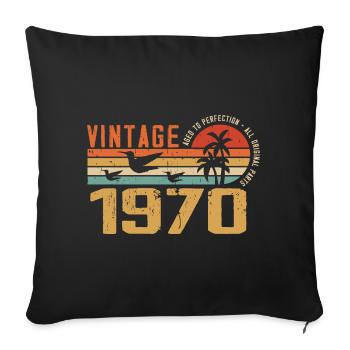 Vintage 1970 Cadeau Anniversaire - Millésime 1970 - Housse de coussin décorative 45 x 45 cm - noir - Devant