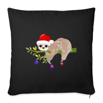 funny sloth with santa hat for christmas - Sofa pillowcase 17,3'' x 17,3'' (45 x 45 cm) - black - Front