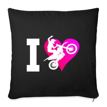 Dirt Bike Motocross Femme Dirt Biker Homme - Housse de coussin décorative 45 x 45 cm - noir - Devant