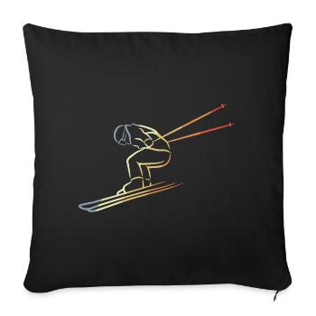 Wintersport Skizze - Sofakissenbezug 45 x 45 cm - Schwarz - Vorne