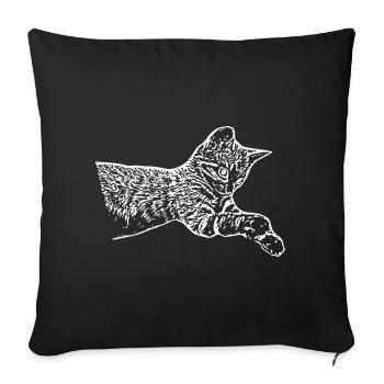 Chaton Chaton Chaton Blanc Chemise Cadeau - Housse de coussin décorative 45 x 45 cm - noir - Devant