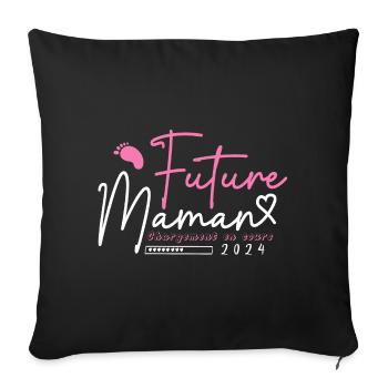 future maman 2024 chargement en cours,cadeaux Mère - Housse de coussin décorative 45 x 45 cm - noir - Devant