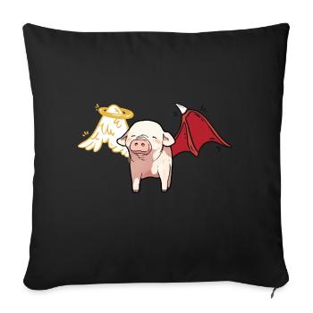 Celestial Satanic Pig Angel Devil - Sofa pillowcase 17,3'' x 17,3'' (45 x 45 cm) - black - Front