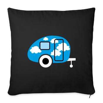Caravan Caravan Clouds Camper Camping Retro Fan - Sofa pillowcase 17,3'' x 17,3'' (45 x 45 cm) - black - Front