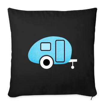 Caravan Caravan Canvas Linen Camping Camper - Sofa pillowcase 17,3'' x 17,3'' (45 x 45 cm) - black - Front