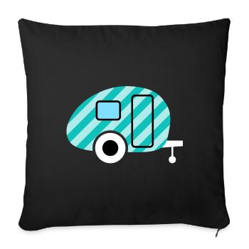 Caravan Caravan Strip Camping Camper Retro - Sofa pillowcase 17,3'' x 17,3'' (45 x 45 cm) - black - Front