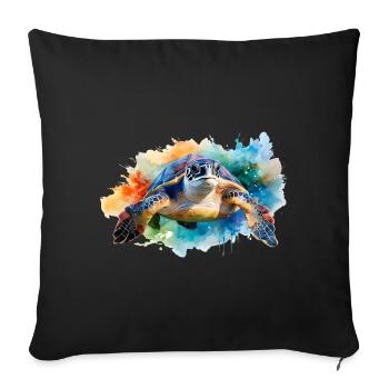 A water turtle in colorful watercolor style - Sofa pillowcase 17,3'' x 17,3'' (45 x 45 cm) - black - Front
