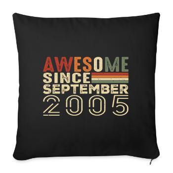 Septembre 2005, cadeau d'anniversaire Septembre 2005 - Housse de coussin décorative 45 x 45 cm - noir - Devant