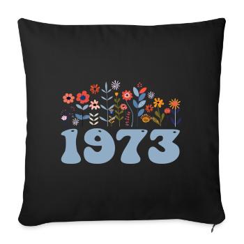1973 Floral Pattern 1973 Floral Theme Flowers 1973 - Sofa pillowcase 17,3'' x 17,3'' (45 x 45 cm) - black - Front
