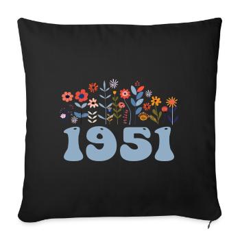 1951 Floral Pattern 1951 Floral Theme Flowers 1951 - Sofa pillowcase 17,3'' x 17,3'' (45 x 45 cm) - black - Front