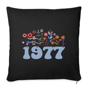 1977 Floral Pattern 1977 Floral Theme Floral 1977 - Sofa pillowcase 17,3'' x 17,3'' (45 x 45 cm) - black - Front