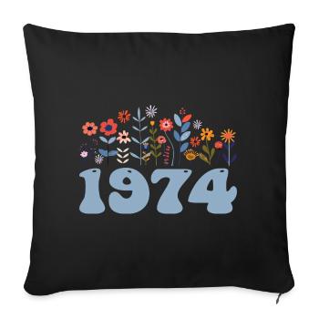 1974 Floral Pattern 1974 Floral Theme Flowers 1974 - Sofa pillowcase 17,3'' x 17,3'' (45 x 45 cm) - black - Front