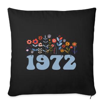 1972 Blumenmuster 1972 Blumen-thema Blumen 1972 - Sofakissenbezug 45 x 45 cm - Schwarz - Vorne