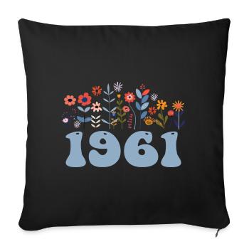 1961 Floral Pattern 1961 Floral Theme Flowers 1961 - Sofa pillowcase 17,3'' x 17,3'' (45 x 45 cm) - black - Front