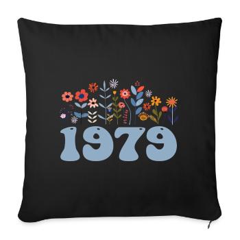 1979 Floral Pattern 1979 Floral Theme Floral 1979 - Sofa pillowcase 17,3'' x 17,3'' (45 x 45 cm) - black - Front