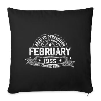 Février 1955 - Février 1955 Anniversaire 1955 Rétro - Housse de coussin décorative 45 x 45 cm - noir - Devant