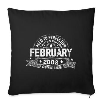 Février 2002 - Février 2002 Anniversaire 2002 Rétro - Housse de coussin décorative 45 x 45 cm - noir - Devant