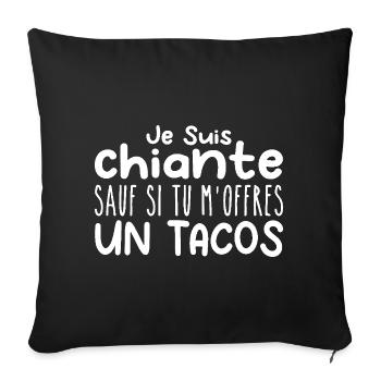 Woman who adores: Tacos. Funny Design Humor - Sofa pillowcase 17,3'' x 17,3'' (45 x 45 cm) - black - Front
