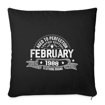 Février 1988 - Février 1988 Anniversaire 1988 Rétro - Housse de coussin décorative 45 x 45 cm - noir - Devant