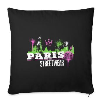 Paris Skyline Ville France Graffiti Art - Housse de coussin décorative 45 x 45 cm - noir - Devant