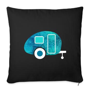 Caravane Mandala Camper Camping Retro Wohnwagen Fan - Housse de coussin décorative 45 x 45 cm - noir - Devant