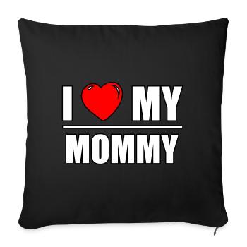Conception de la police « J’aime ma maman » - Housse de coussin décorative 45 x 45 cm - noir - Devant