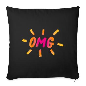 OMG pinceau bande dessinée cool dictons citations coloré - Housse de coussin décorative 45 x 45 cm - noir - Devant