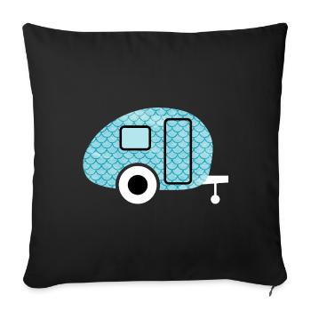 Caravan Fish Camping Caravan Shed Pattern - Sofa pillowcase 17,3'' x 17,3'' (45 x 45 cm) - black - Front
