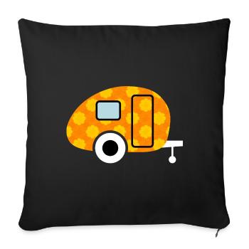 Caravan Caravan Flowers Camping Retro Vintage Fan - Sofa pillowcase 17,3'' x 17,3'' (45 x 45 cm) - black - Front