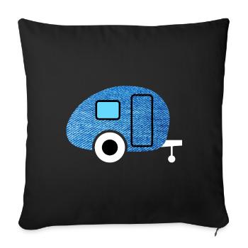 Caravan Caravan Jeans Camper Fabric Retro Vintage - Sofa pillowcase 17,3'' x 17,3'' (45 x 45 cm) - black - Front