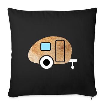 Caravan Caravan Wood Grain Nature Camping Fan - Sofa pillowcase 17,3'' x 17,3'' (45 x 45 cm) - black - Front
