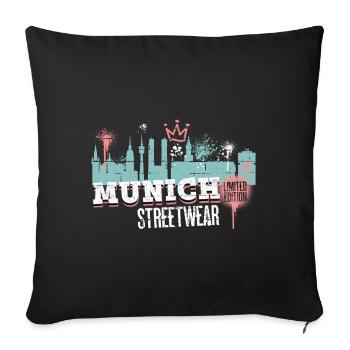 Munich Munich Skyline City Germany Graffiti - Sofa pillowcase 17,3'' x 17,3'' (45 x 45 cm) - black - Front