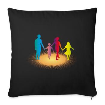 Colorful family in sunlight - Sofa pillowcase 17,3'' x 17,3'' (45 x 45 cm) - black - Front