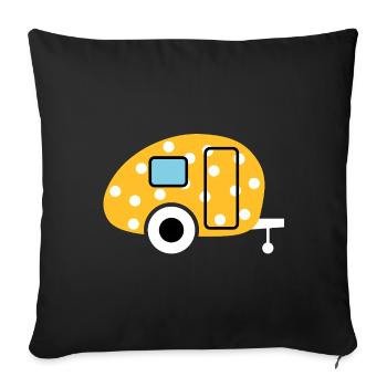 Caravan Egg Points Caravan Dots Camper Camping - Housse de coussin décorative 45 x 45 cm - noir - Devant