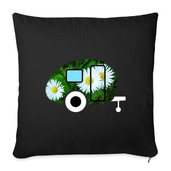 Caravan Daisy Caravan Camping Retro Vintage - Sofa pillowcase 17,3'' x 17,3'' (45 x 45 cm) - black - Front