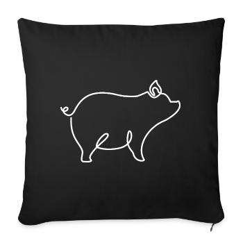 Pig Drawing – Symbol of Happiness and Nature - Sofa pillowcase 17,3'' x 17,3'' (45 x 45 cm) - black - Front