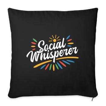 Citation d’un travailleur social Chuchoteur social Travail social - Housse de coussin décorative 45 x 45 cm - noir - Devant