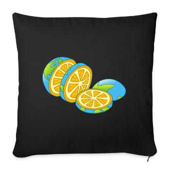 La planète Terre est une orange - Housse de coussin décorative 45 x 45 cm - noir - Devant