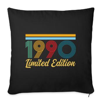 Anniversaire 1990 Né en 1990 Vintage Rétro Cadeau - Housse de coussin décorative 45 x 45 cm - noir - Devant