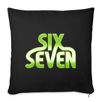 Six Seven 6 7 - 67 - Typographie verte Conception de mèmes - Housse de coussin décorative 45 x 45 cm - noir - Devant