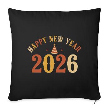 Fête du réveillon du Nouvel An 2026 - Housse de coussin décorative 45 x 45 cm - noir - Devant