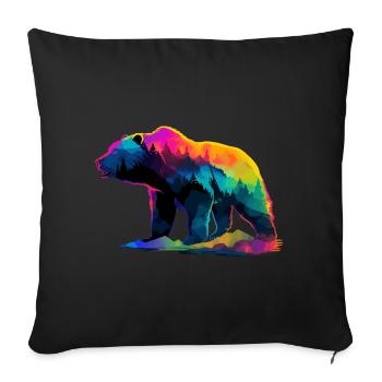 Bear In The Mountains  - Sofa pillowcase 17,3'' x 17,3'' (45 x 45 cm) - black - Front