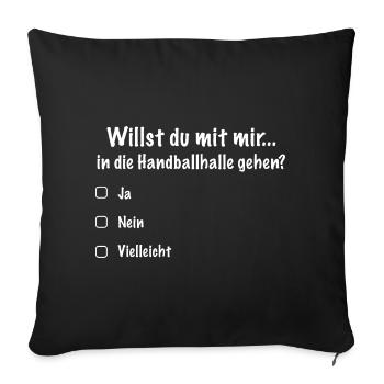 Date de handball Inscription sur invitation (Blanc) - Housse de coussin décorative 45 x 45 cm - noir - Devant